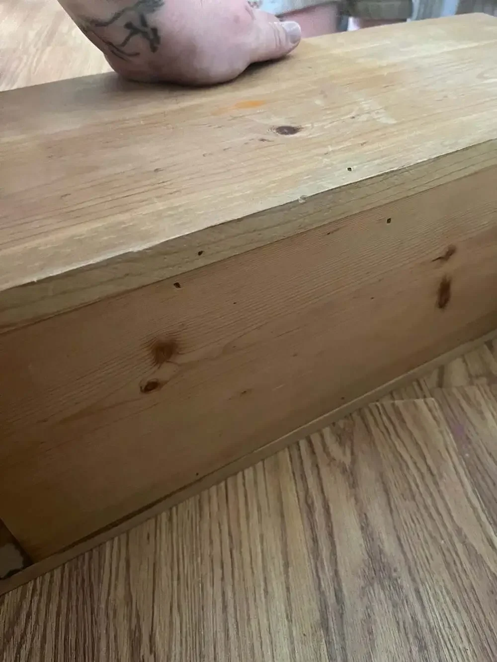 Vintage Wooden Bread Box/Mail Sorter with Floral Porcelain Knob